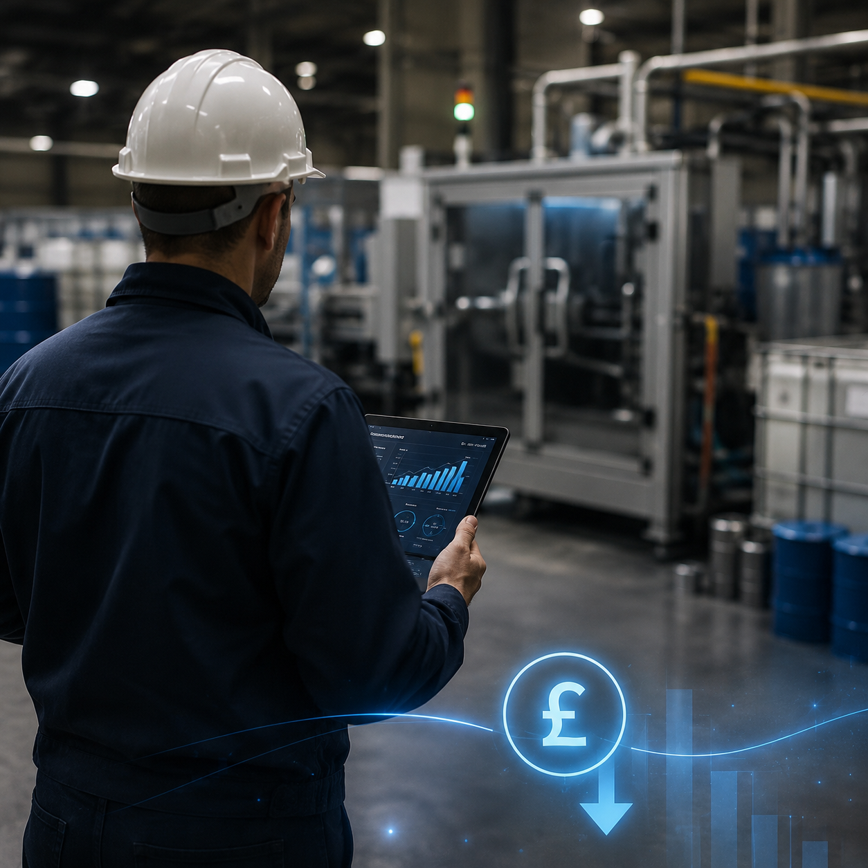 Engineer reviewing labour cost savings on site