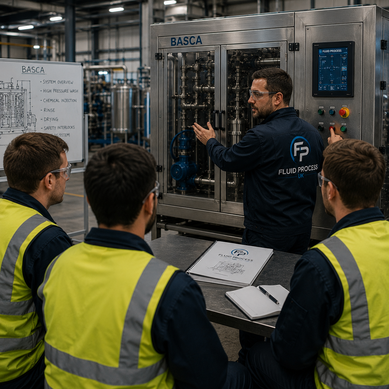Fluid Process UK operator training session on a BASCA machine